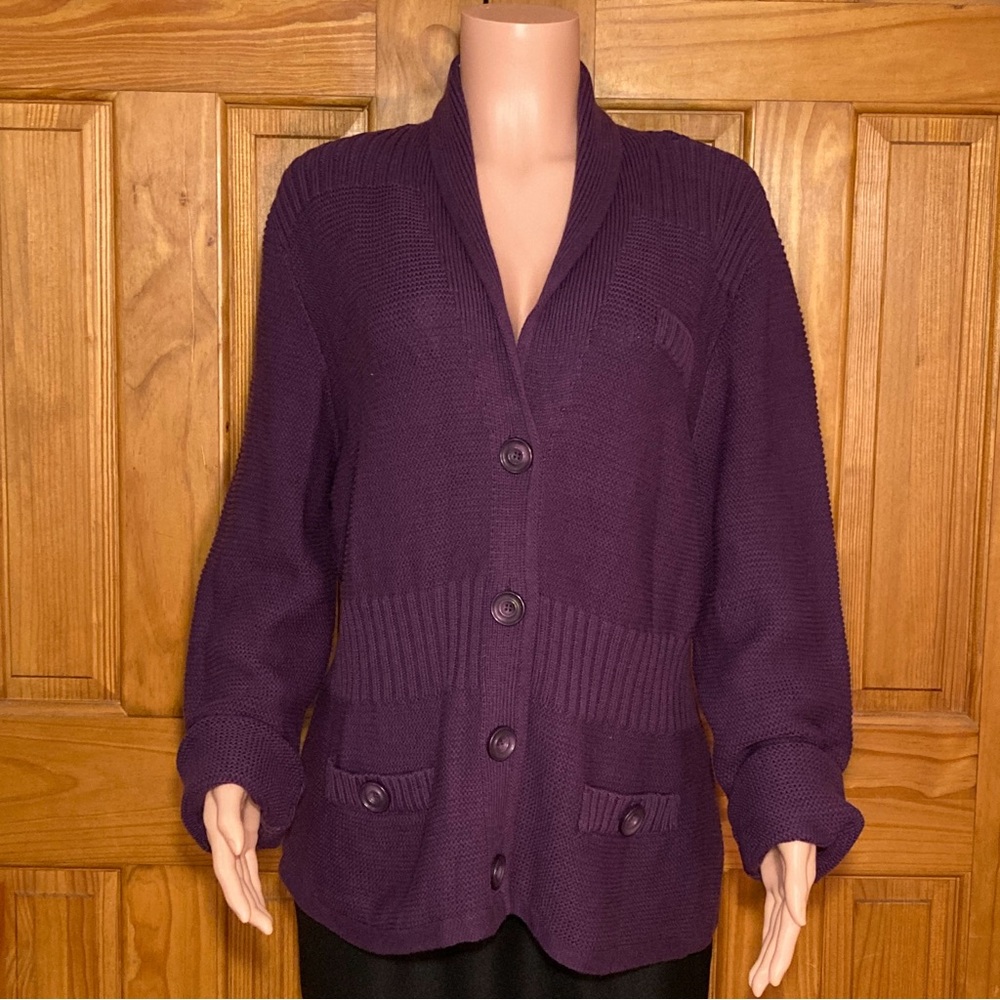 NWOT Laura Scott Vintage 90s Sweater Cardigan Purple Size Extra Large XL
